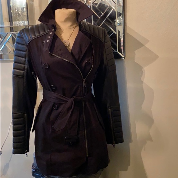 Walter Baker Jackets & Blazers - Walter Baker Real leather sleeves trench coat 🧥